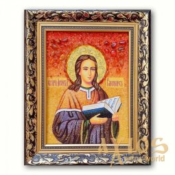 Икона Преподобный Леонтий Печерский из янтаря - фото