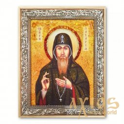 Икона Преподобный Захария Печерский из янтаря - фото