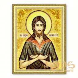 Икона Преподобный Алексий из янтаря - фото