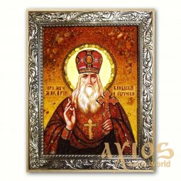 Икона Преподобномученик Макарий Каневский из янтаря - фото