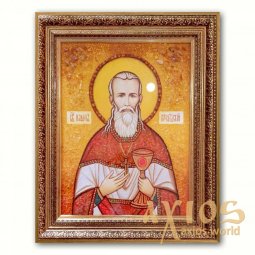 Икона Праведный Иоанн Кронштадтский из янтаря - фото