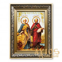 Икона Петра и Павла из янтаря - фото