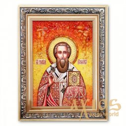Икона Патриарх Григорий Богослов из янтаря - фото