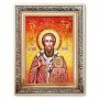 Икона Патриарх Григорий Богослов из янтаря
