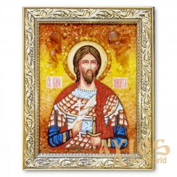 Икона Святой великомученик Никита из янтаря - фото
