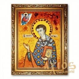 Икона Никита Новгородский из янтаря - фото
