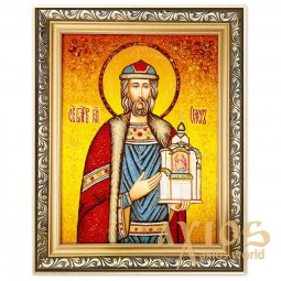 Икона Святой Благоверный князь Олег из янтаря - фото