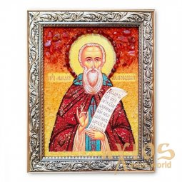 Икона Макарий Желтоводский из янтаря - фото