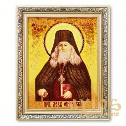 Икона Лев старец Оптинский из янтаря - фото