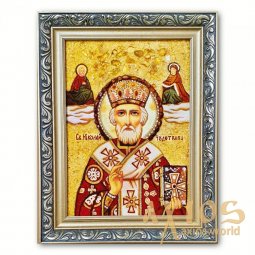 Икона Святой Архиепископ Николай из янтаря - фото