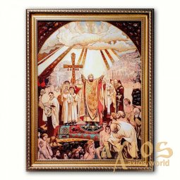 Икона Крещения Руси князем Владимиром из янтаря - фото