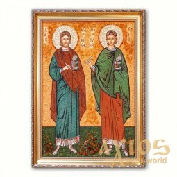 Икона Святые Маркиан и Мартирий из янтаря - фото