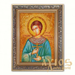 Икона Святой Артемий Веркольский из янтаря - фото