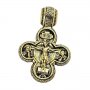 Нательный крест Распятие Тетраморф, золото 585° с чернением