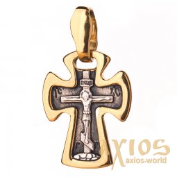 Нательный крестик «Спаси и сохрани«, серебро 925 ° с чернением, 25х19 мм, О 131813 - фото