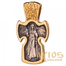 Нательный крестик «Спаси и сохрани», серебро 925 ° с чернением, 26х18 мм, О 13688 - фото