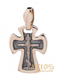 Нательный крестик, «Распятие. Спаси и сохрани« золото 585 °, с чернением 37х21 мм, О п02665 - фото