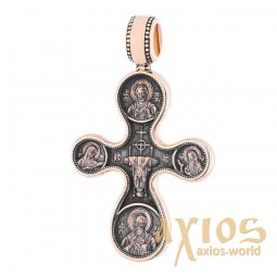Нательный крестик «Этимасия. Восемь святых», золото 585 °, с чернением 36х22 мм, О п02662 - фото