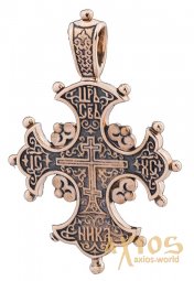 Нательный крестик «Процвете Древо Креста», золото 585 °, с чернением 33х23 мм, О п02676 - фото