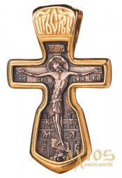 Нательный крестик «Распятие»  серебро 925 °, с позолотой и чернением 30х18 мм, О 131683 - фото