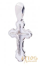 Нательный крестик «Распятие»  серебро 925 °, с родированием 40х25 мм, О 250048А - фото