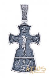 Нательный крестик «Распятие. Благоразумный разбойник«, серебро 925 с чернением, 36х17мм, О 13601 - фото