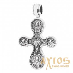 Нательный крестик «Этимасия. Восемь святых», серебро 925 с чернением, 35х21мм, О 13529 - фото
