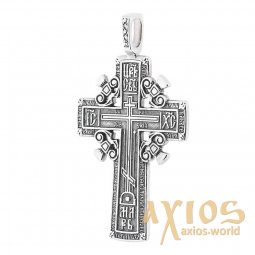Нательный крестик «Голгофский крест», серебро 925 с чернением, 55х31мм, О 13501 - фото