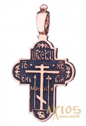 Нательный крестик, золото 585, 30х25мм, с чернением О п01346 - фото