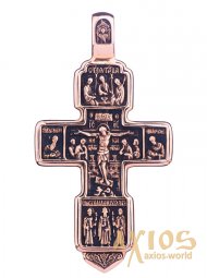 Нательный крестик, золото 585, 60х32мм, с чернением О п00310 - фото