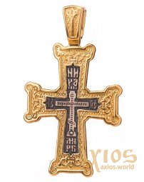 Нательный крестик «Голгофа», серебро 925, с позолотой и чернением, 36х29мм, О 131794 - фото