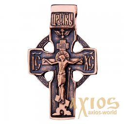 Нательный крестик «Распятие», золото 585, с чернением 45х35мм, О п01852 - фото