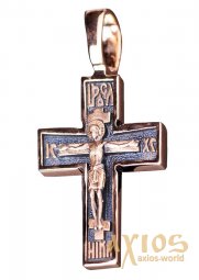 Нательный крестик «Распятие», золото 585, с чернением 33х18мм, О п01406 - фото