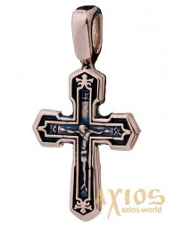 Нательный крестик «Распятие с молитвой«, золото 585, с чернением 24х13мм, О п02536 - фото