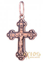 Нательный крестик «Распятие с молитвой», золото 585, с чернением 31х18мм, О п01853 - фото