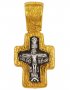 Распятие Христово. Святитель Николай. Православный крест, серебро 925, позолота, 14х30 мм