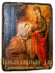 Икона под старину Пресвятая Богородица Целительница 7x9 см - фото