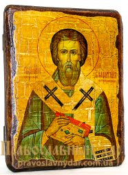 Икона под старину Священномученик епископ Валентин Интерамский 7x9 см - фото
