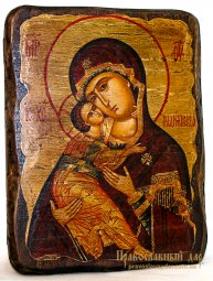 Икона под старину Пресвятая Богородица Владимирская 13x17 см - фото