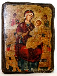 Икона под старину Пресвятая Богородица Всецарица 13x17 см - фото