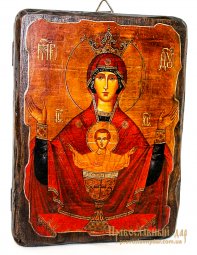 Икона под старину Пресвятая Богородица Неупиваемая Чаша 13x17 см - фото