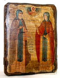 Икона под старину Святые благоверные Петр и Феврония Муромские 13x17 см - фото