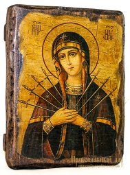 Икона под старину Пресвятая Богородица Семистрельная 13x17 см - фото