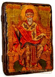 Икона под старину Святитель Спиридон Тримифунтский 13x17 см - фото