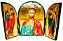 Икона под старину Святой мученик Богдан (Феодот) Складень тройной 17x23 см