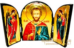Икона под старину Святой мученик Валерий Мелитинский Складень тройной 17x23 см - фото