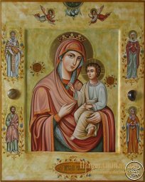 Семейная Икона Пресвятой Богородицы Скоропослушница с предстоящими святыми - фото
