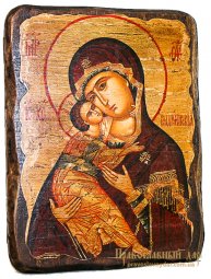 Икона под старину Пресвятая Богородица Владимирская 17x23 см - фото