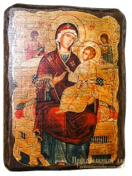 Икона под старину Пресвятая Богородица Всецарица 17х23 см - фото