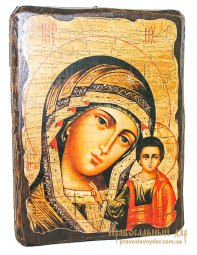 Икона под старину Пресвятая Богородица Казанская 17х23 см - фото